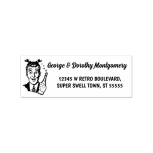 Retro Christmas 1950s Man naam en retour adres Rubberstempel