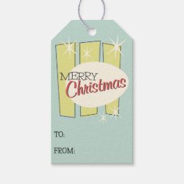 Retro Christmas 1958 Gift Label - Pas het aan! Cadeaulabel
