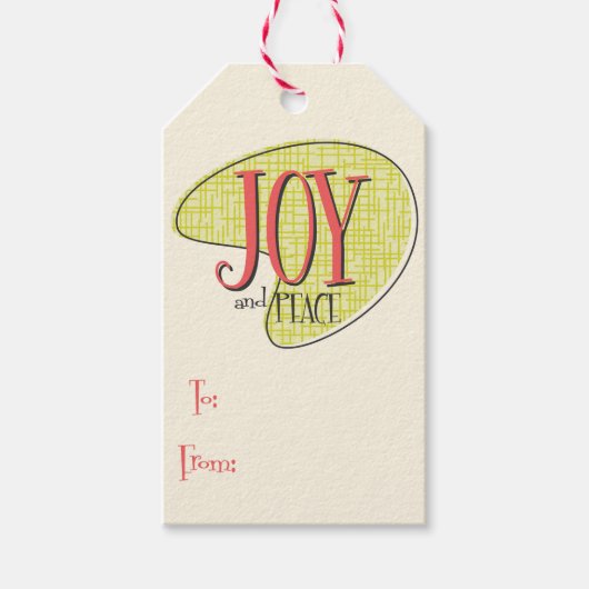 Retro Christmas 1958 Joy Gift Label - Pas het aan! Cadeaulabel (Voorkant)
