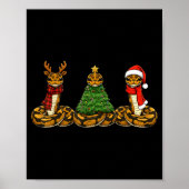 Retro Christmas Ball Python Snake Santa Reindeer  Poster (Voorkant)