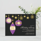 Retro Christmas Balls Invitation à la fête de Noël (Debout devant)