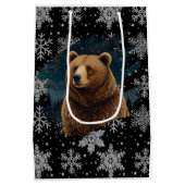 Retro Christmas beer middernacht sneeuwlandschap Medium Cadeauzakje (Achterkant)