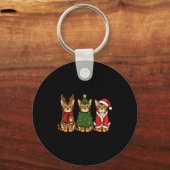 Retro Christmas Bengal Cat Santa Reindeer  Sleutelhanger (Voorkant)
