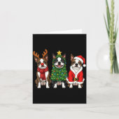 Retro Christmas Boston Terrier Santa Reindeer Dog Kaart (Voorkant)