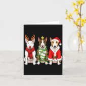 Retro Christmas Bull Terrier Santa Reindeer Dog Lo Kaart (Gele Bloem)