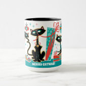 Retro Christmas Cats Mug Customizable (Centre)