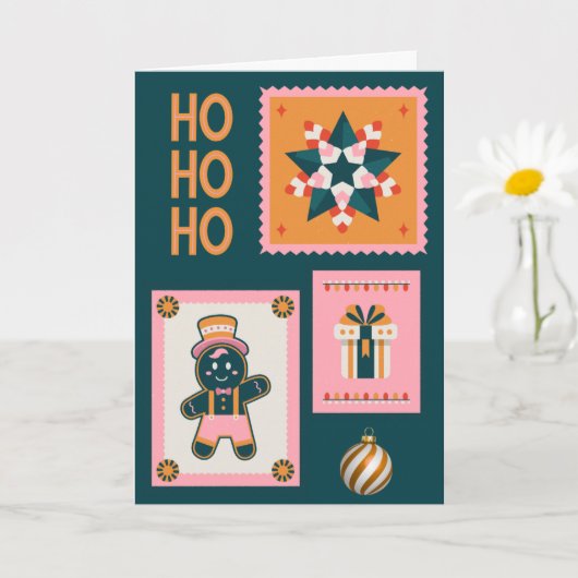 Retro Christmas Cheer Card – Gingerbread Man, Cand Kaart (Kleine Plant)