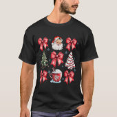 Retro Christmas Coquette Bow Santa Coffee Cake Hol T-shirt (Voorkant)