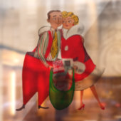 RETRO CHRISTMAS COUPLE WINDOW CLING RAAMSTICKER (Vel 2)