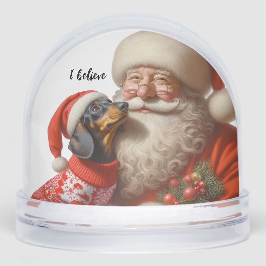 Retro Christmas Dachshund Snow Globe (Avant)