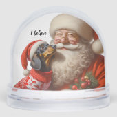 Retro Christmas Dachshund Snow Globe Sneeuwbol (Voorkant)