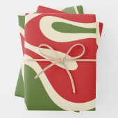 Retro Christmas Groovy Funky Abstract Rood Groen Inpakpapier Vel (In situ)