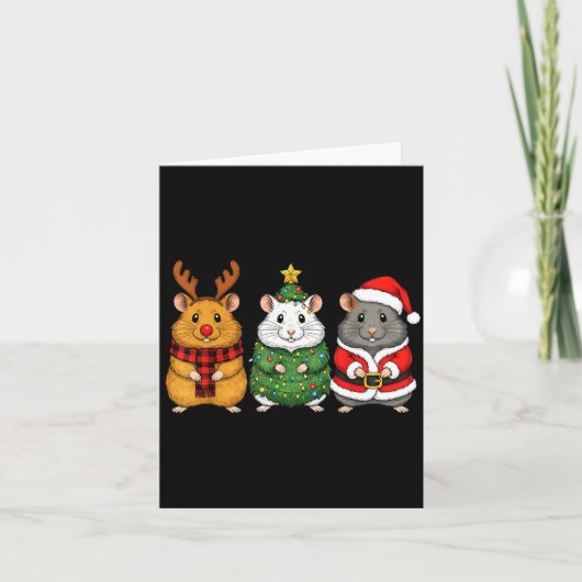 Retro Christmas Hamster Santa Reindeer Kaart (Voorkant)