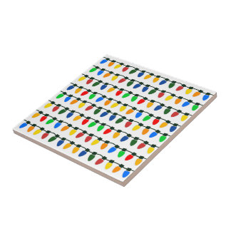 Retro Christmas Holiday Colorful String Lights Art Tegeltje