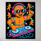 Retro Christmas House Music Gingerbread Dj Techno Poster (Voorkant)