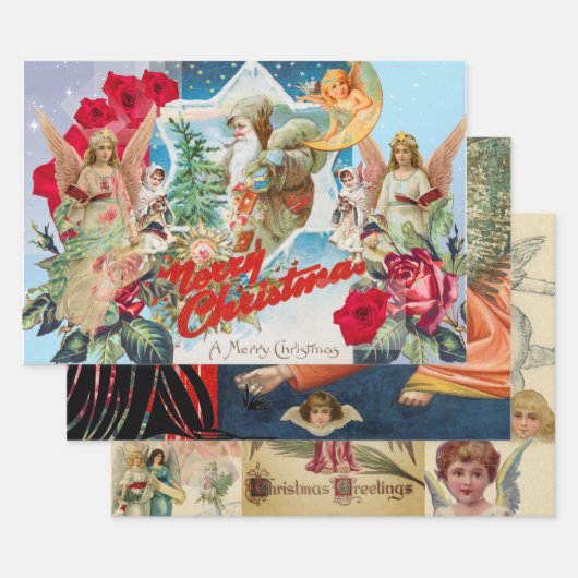 RETRO CHRISTMAS IMAGES Enveloppement de papier sér (Lot)