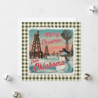 Retro Christmas In Oklahoma Holiday Card Feestdagenkaart