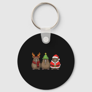 Retro Christmas Kiwi Bird Santa Reindeer  Sleutelhanger