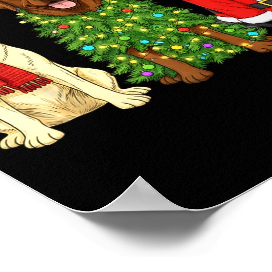 Retro Christmas Labrador Retriever Santa Reindeer  Poster (Hoek)