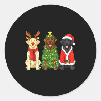 Retro Christmas Labrador Retriever Santa Reindeer  Ronde Sticker