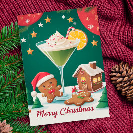 Retro Christmas Martini Gingerbread Feestdagenkaart