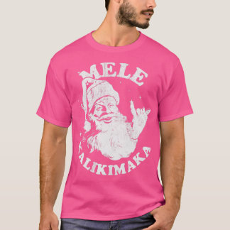 Retro Christmas Mele Kalikimaka Santa Shaka Hawaii T-shirt