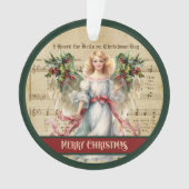 Retro Christmas Ornament Green Red Angel Design (devant)