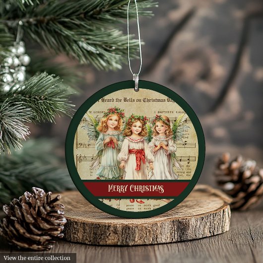Retro Christmas Ornament Merry Angel Card Holder