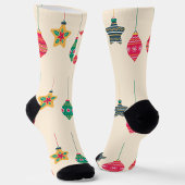 Retro Christmas Ornament Pattern Holiday Socks Sokken