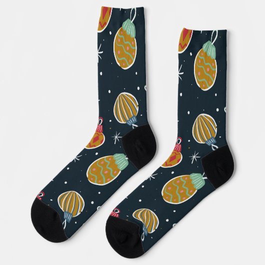 Retro Christmas Ornament Pattern Socks Sokken (Links)