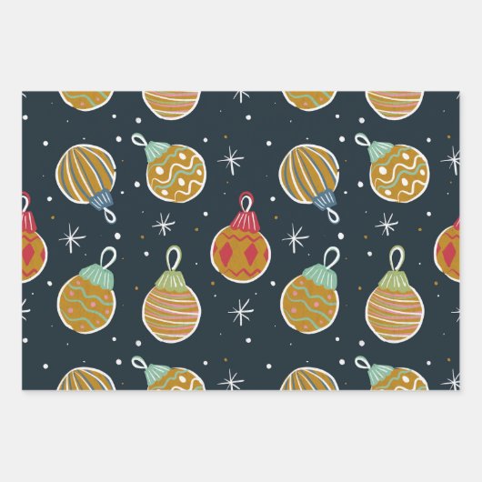 Retro Christmas Ornament Wrapping Paper (Voorkant)