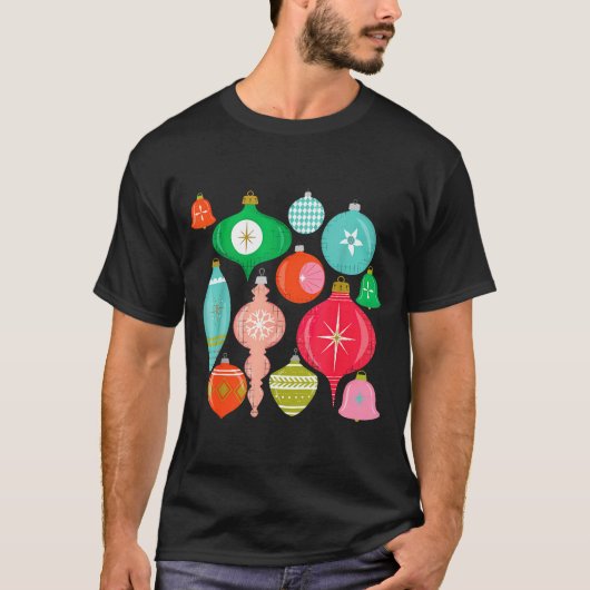 Retro Christmas Ornaments Mid Century Modern  T-shirt (Voorkant)