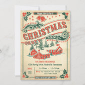 Retro Christmas Party Vintage Rustic Invitation (Devant)