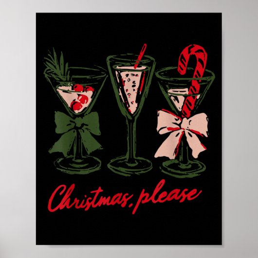 Retro Christmas Please Retro Festive Tail Coquette Poster (Voorkant)