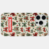  Retro Christmas Polka Dots Bows Pattern Case-Mate iPhone Case (Achterkant (horizontaal))