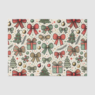  Retro Christmas Polka Dots Bows Pattern Tissuepapier