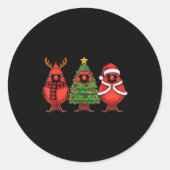 Retro Christmas Red Cardinal Bird Santa Reindeer Ronde Sticker (Voorkant)