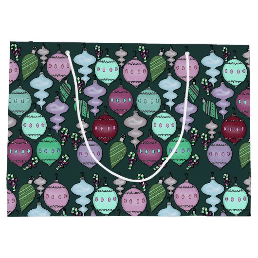 Retro Christmas Reload - Koele Pastels op Pine Large Cadeauzakje (Achterkant)