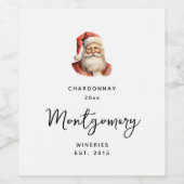 Retro Christmas Santa Claus Wine Making Wijn Etiket (Enkel label)