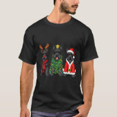 Retro Christmas Scottierrier Santa Reindeer Dog Lo T-shirt (Voorkant)