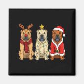 Retro Christmas Shar Pei Santa Reindeer Dog Lover Magneet (Voorkant)