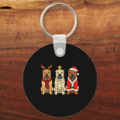 Retro Christmas Shar Pei Santa Reindeer Dog Lover Sleutelhanger (Voorkant)