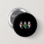 Retro Christmas Shark Santa Reindeer Ronde Button 5,7 Cm (Voorkant /achterkant)