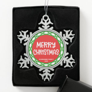 Retro Christmas Snowflake Pattern Ornament Pewter