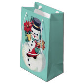 RETRO CHRISTMAS SNOWMAN KLEIN CADEAUZAKJE (Achterkant Gekanteld)