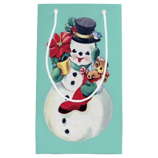 RETRO CHRISTMAS SNOWMAN KLEIN CADEAUZAKJE (Voorkant)