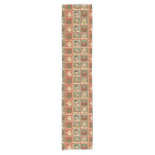 Retro Christmas Stamp Collage Korte Tafelloper (Voorkant)