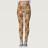 Retro Christmas Stamp Collage Leggings (Voorkant)