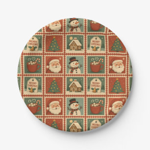 Retro Christmas Stamp Collage Papieren Bordje