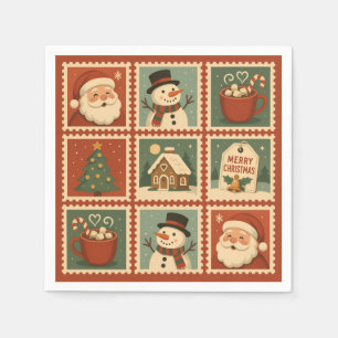Retro Christmas Stamp Collage Servet